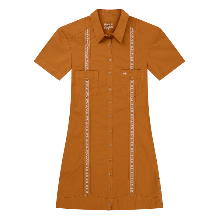 Texas Standard - Tejas Guayabera Dress - Burnt Orange