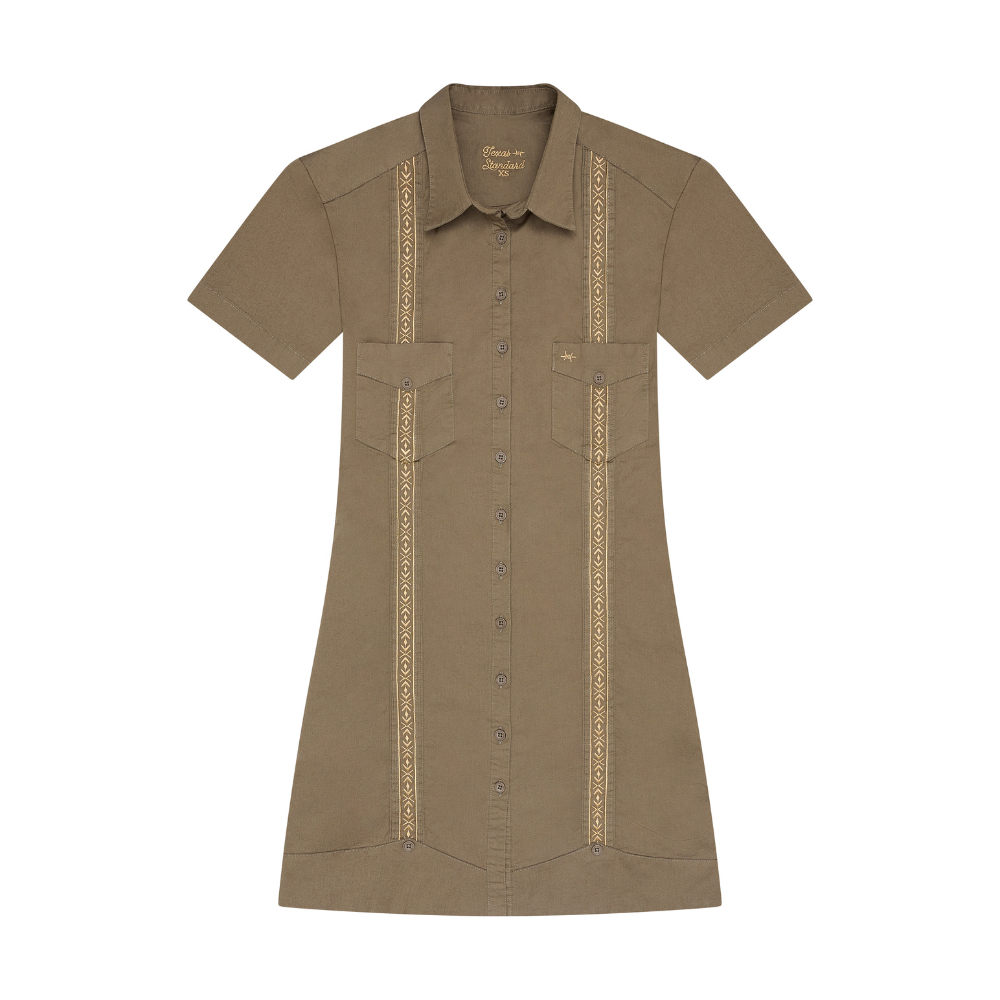Texas Standard - Tejas Guayabera Dress - Agave Oro