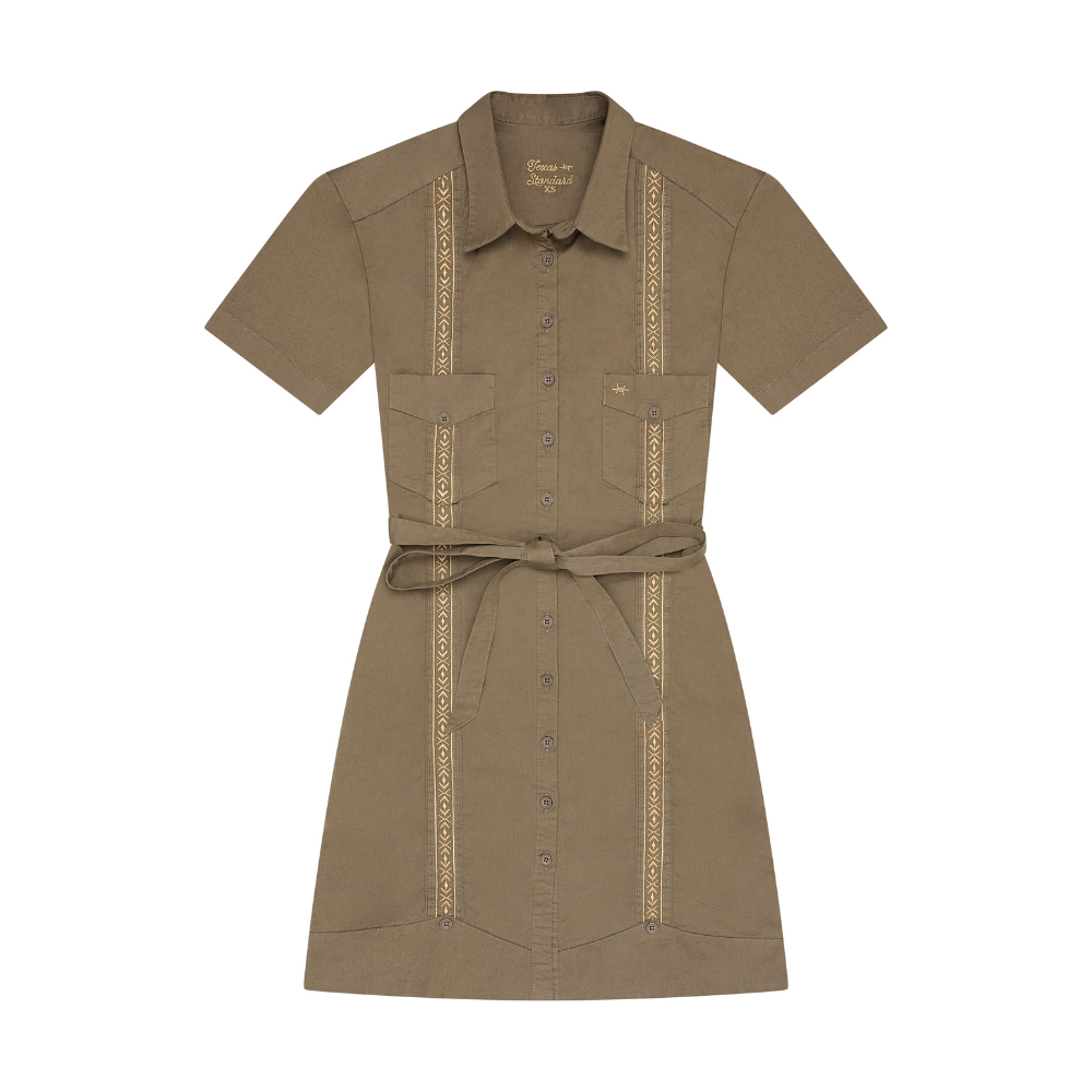 Texas Standard - Tejas Guayabera Dress - Agave Oro