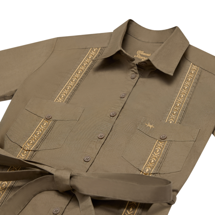 Texas Standard - Tejas Guayabera Dress - Agave Oro