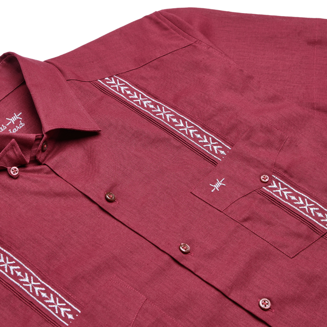 Texas Standard - Tejas Guayabera - Solid Maroon