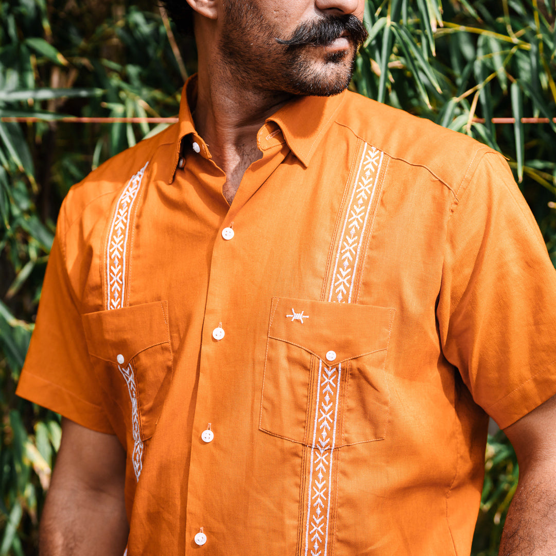 Texas Standard - Tejas Guayabera - Solid Burnt Orange