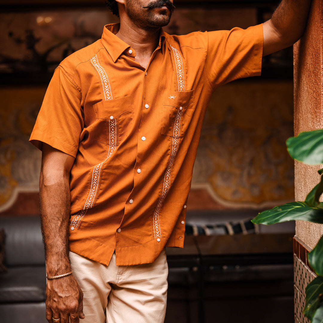 Texas Standard - Tejas Guayabera - Solid Burnt Orange