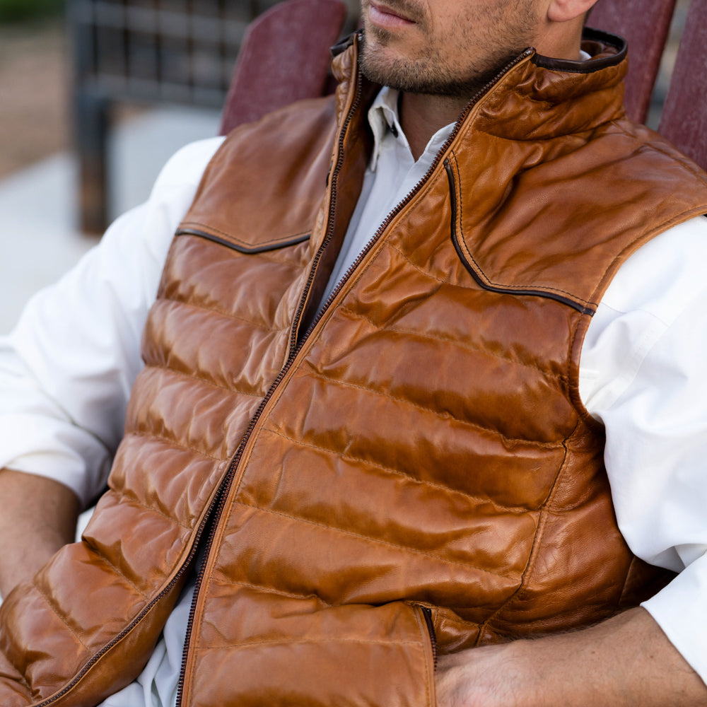 Texas Standard - Maverick Leather Vest - Cognac
