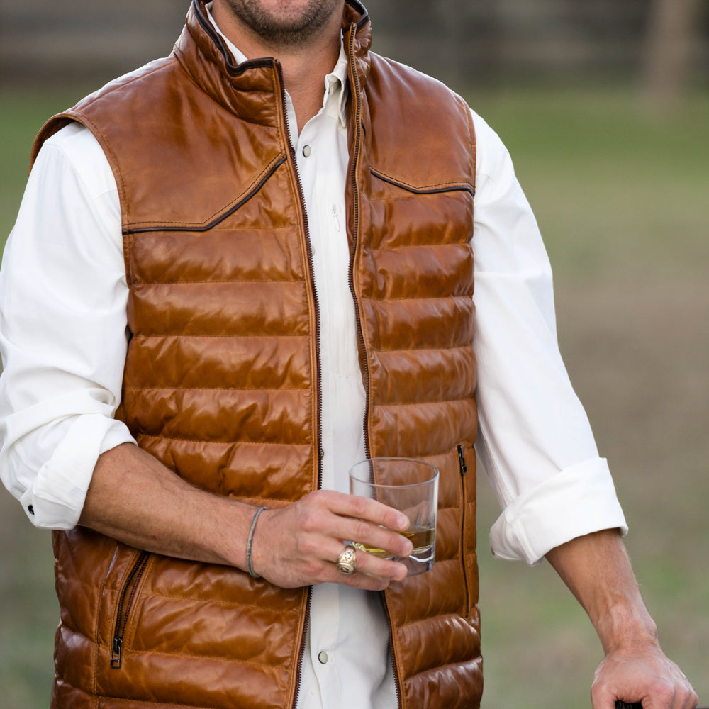 Texas Standard - Maverick Leather Vest - Cognac