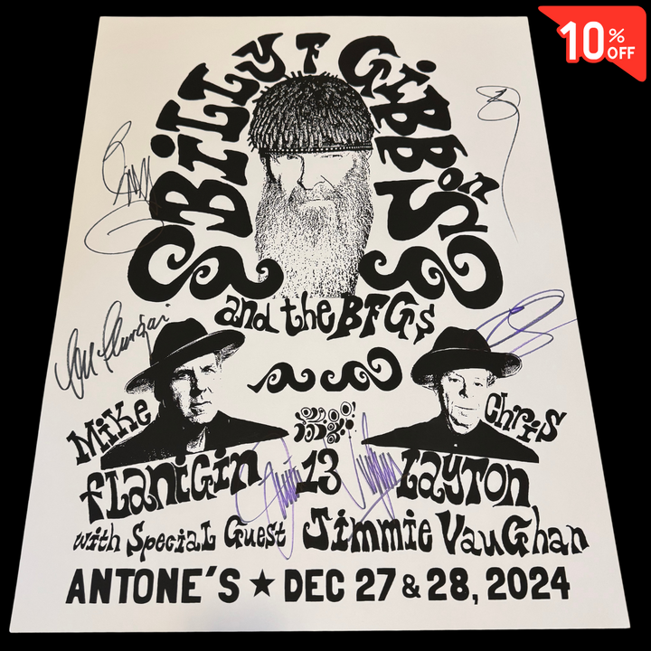 Billy F Gibbons LTD - SIGNED Poster - Billy F Gibbons & The BFG's with Jimmie Vaughan at Antone's - 20” x 26”