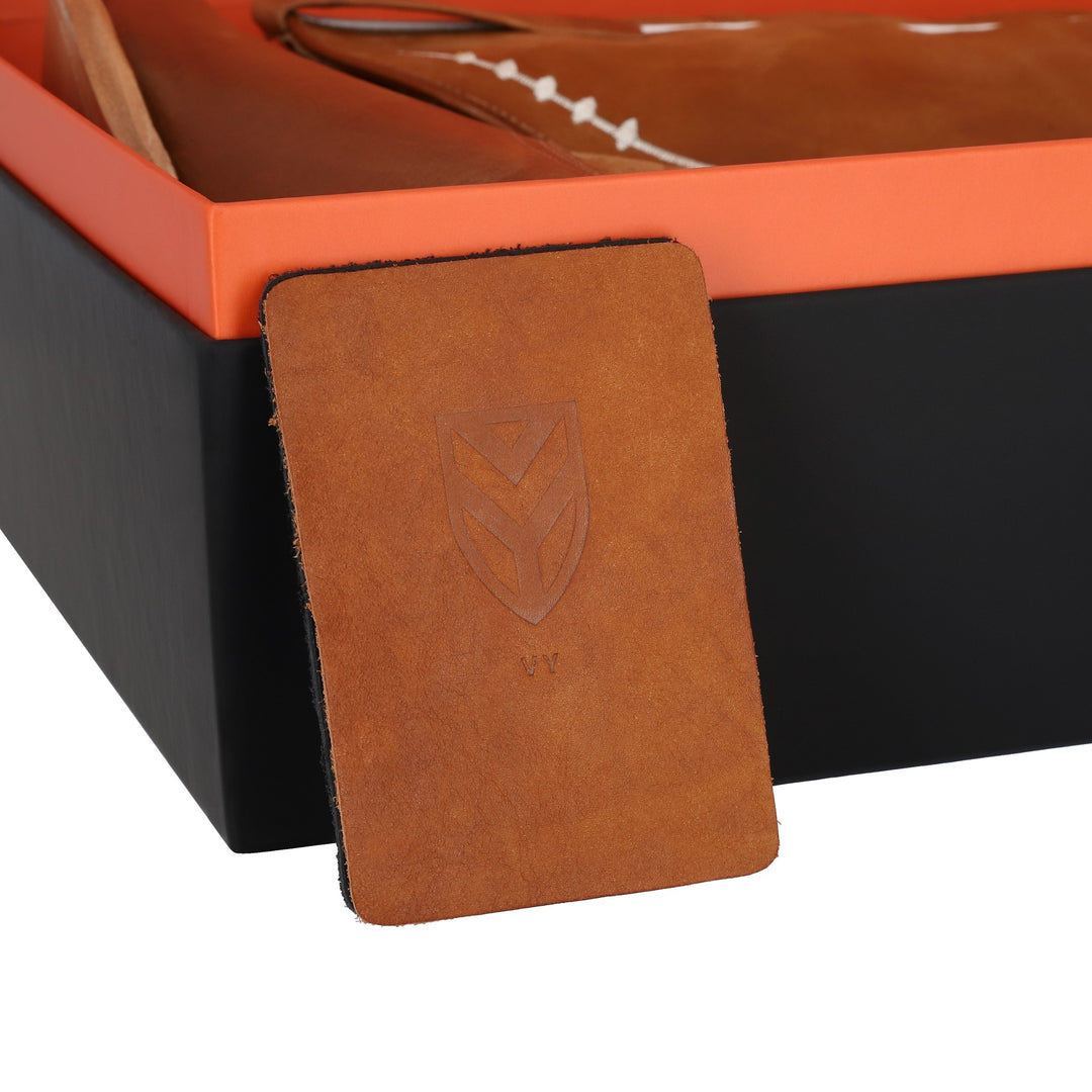 The VY — Alvies x Vince Young limited-edition numbered presentation box, Pigskin Brown colorway, view 3